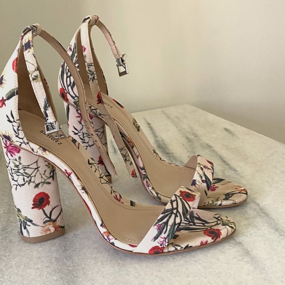 Schutz floral heeled sandals